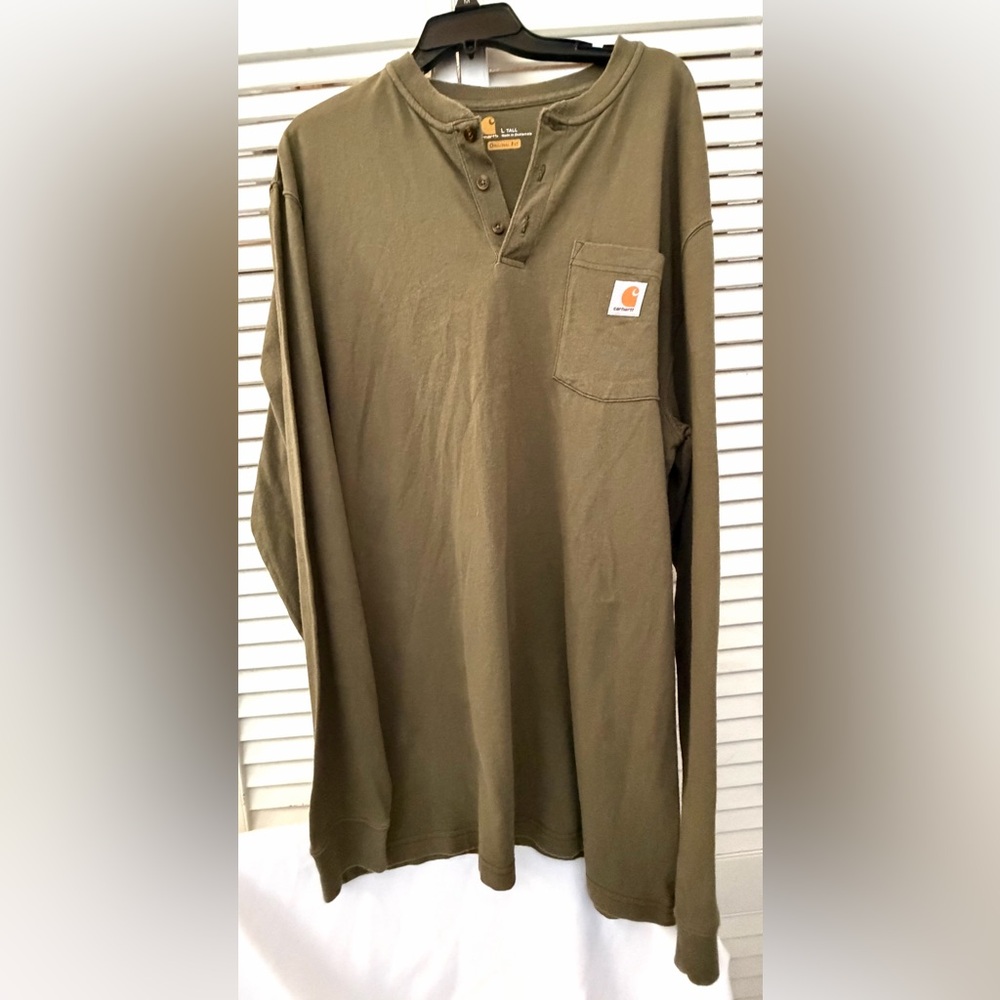 Carhartt Men's Olive Green Long Sleeve Tee with Pocket